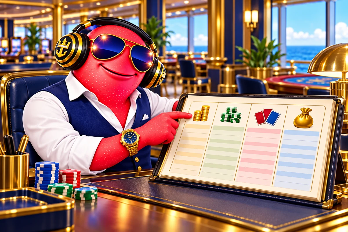 Scooter explaining separate measurements at a casino records desk