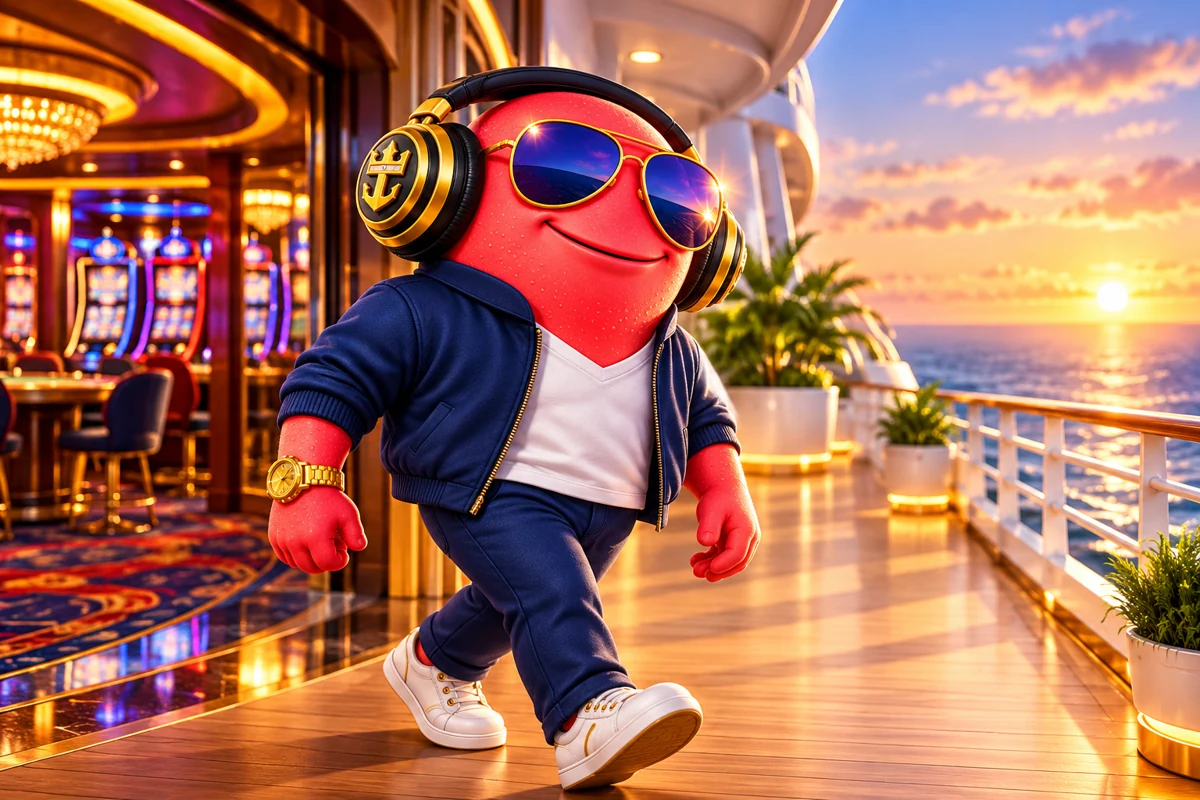 Scooter leaving the casino area for a quiet shipboard promenade