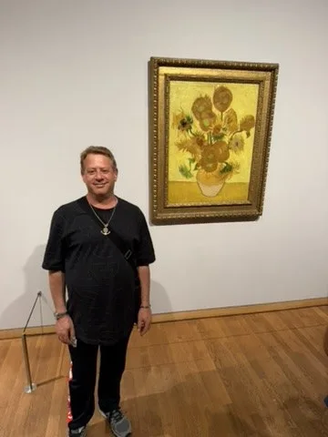 Scott beside Van Gogh's Sunflowers — Amsterdam — Van Gogh Museum