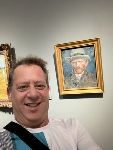 Scott with Van Gogh's self-portrait — Amsterdam — Rijksmuseum