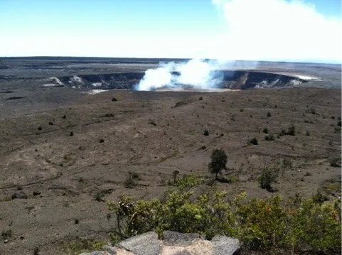 Wide crater and steam-plume view — Hawaiʻi — Volcanoes National Park