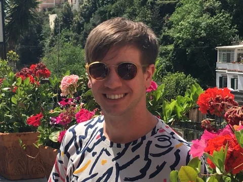 Justin among the Amalfi flowers — Amalfi Coast memories
