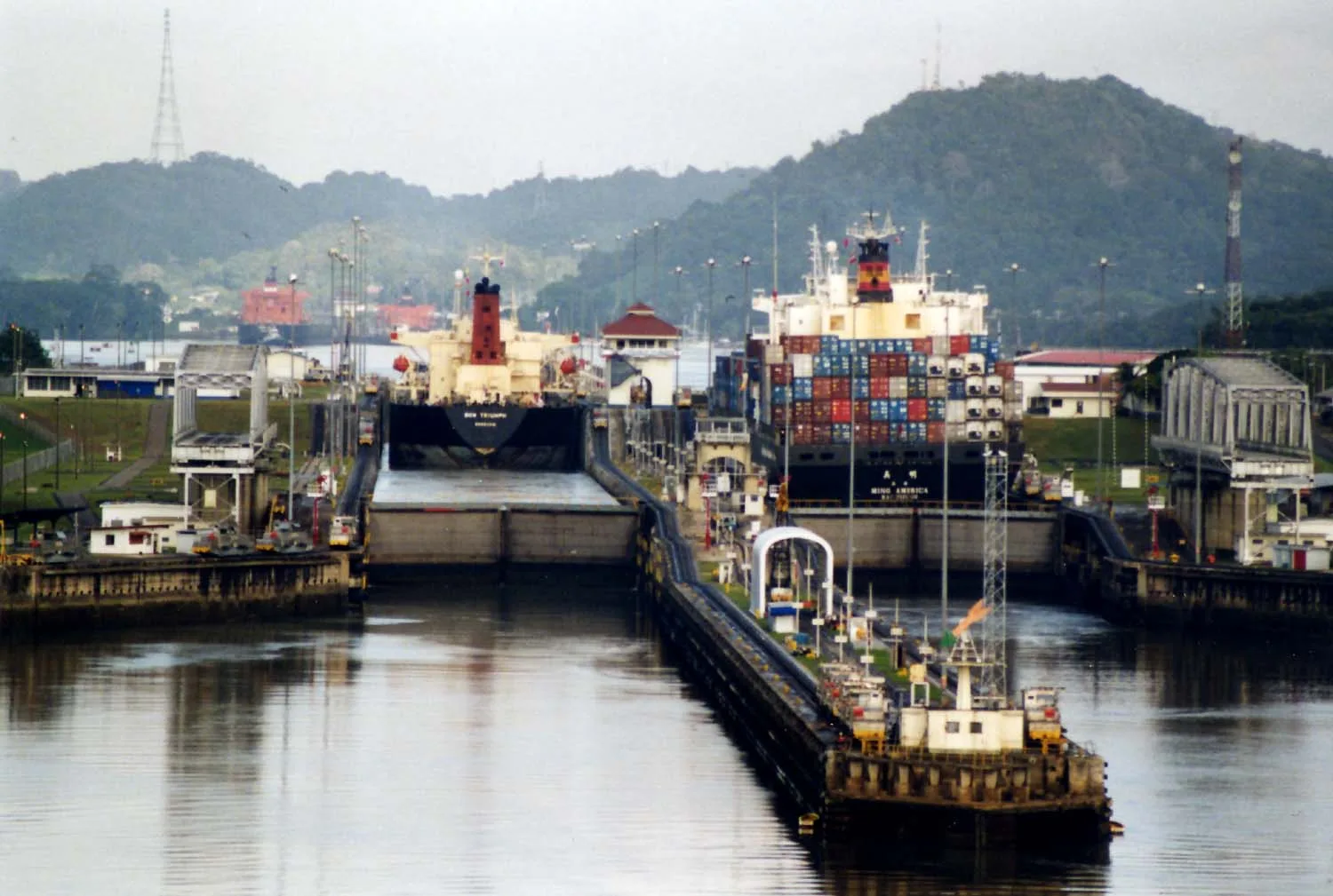Ships entering the Miraflores Locks — Panama Canal