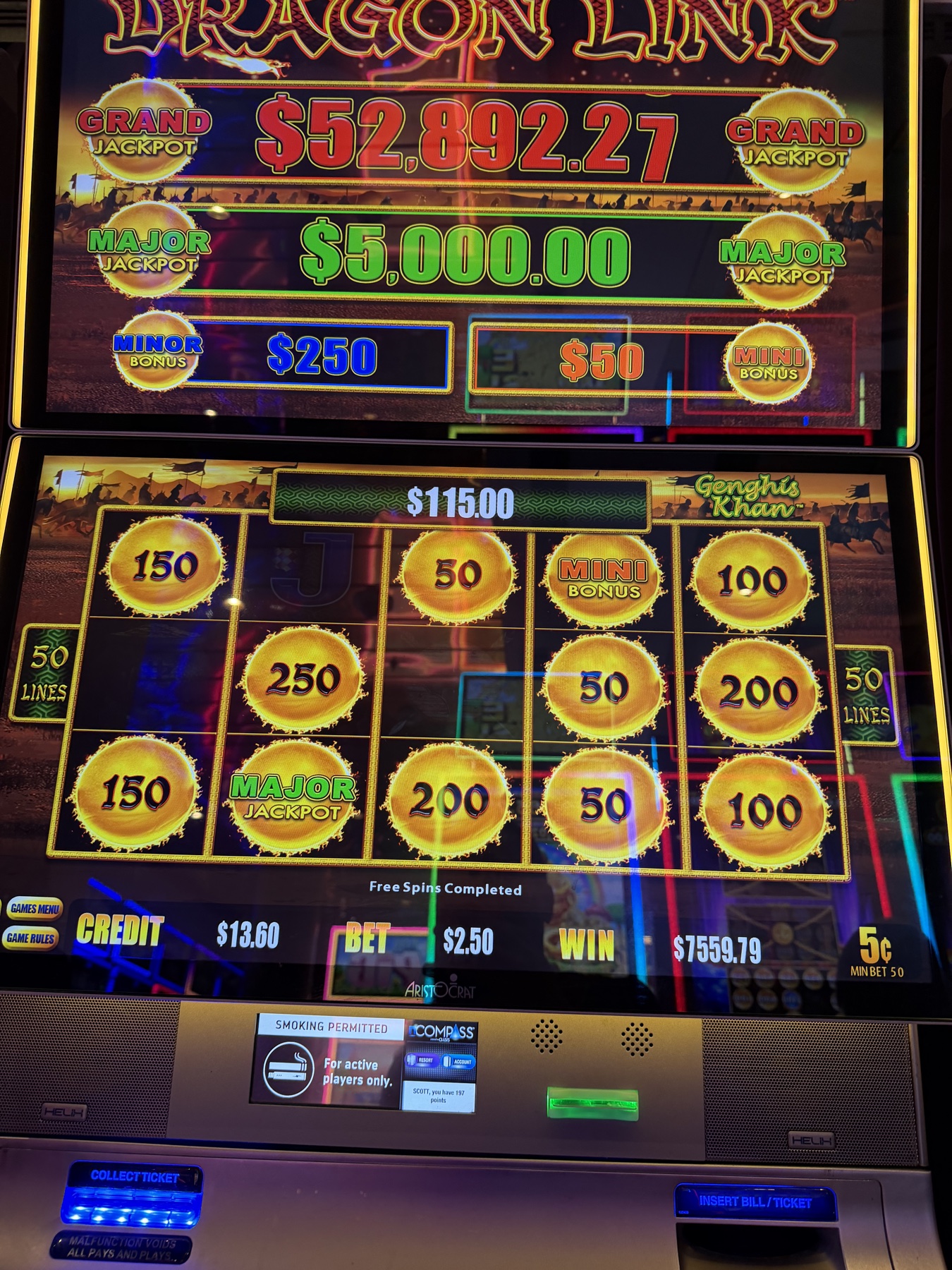 Documented result showing $7,559.79